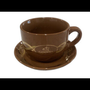 Vintage 2008 Godiva Mug Saucer Set California Pantry Classic Graphic Oversized